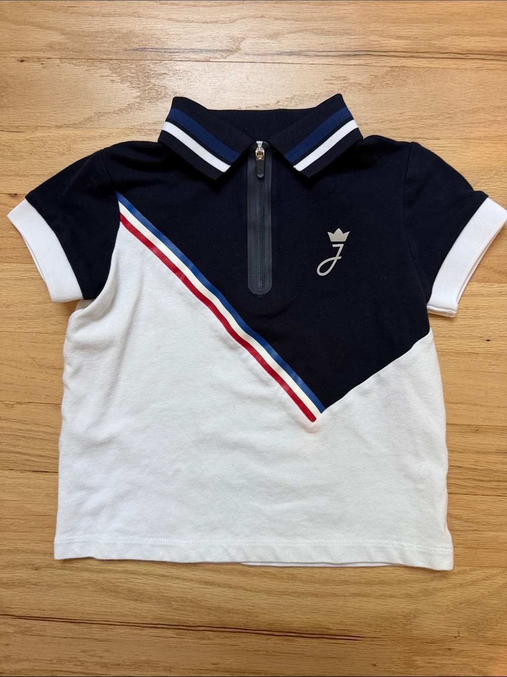 Jacadi Navy, White & Red Trim Zip Polo